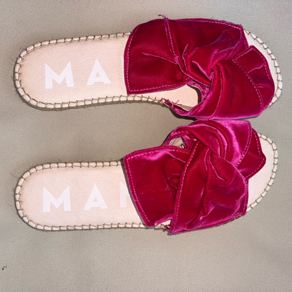 NWOT Manebi Bow Suede Espadrille Slides Sz 37 EUR NWOT
